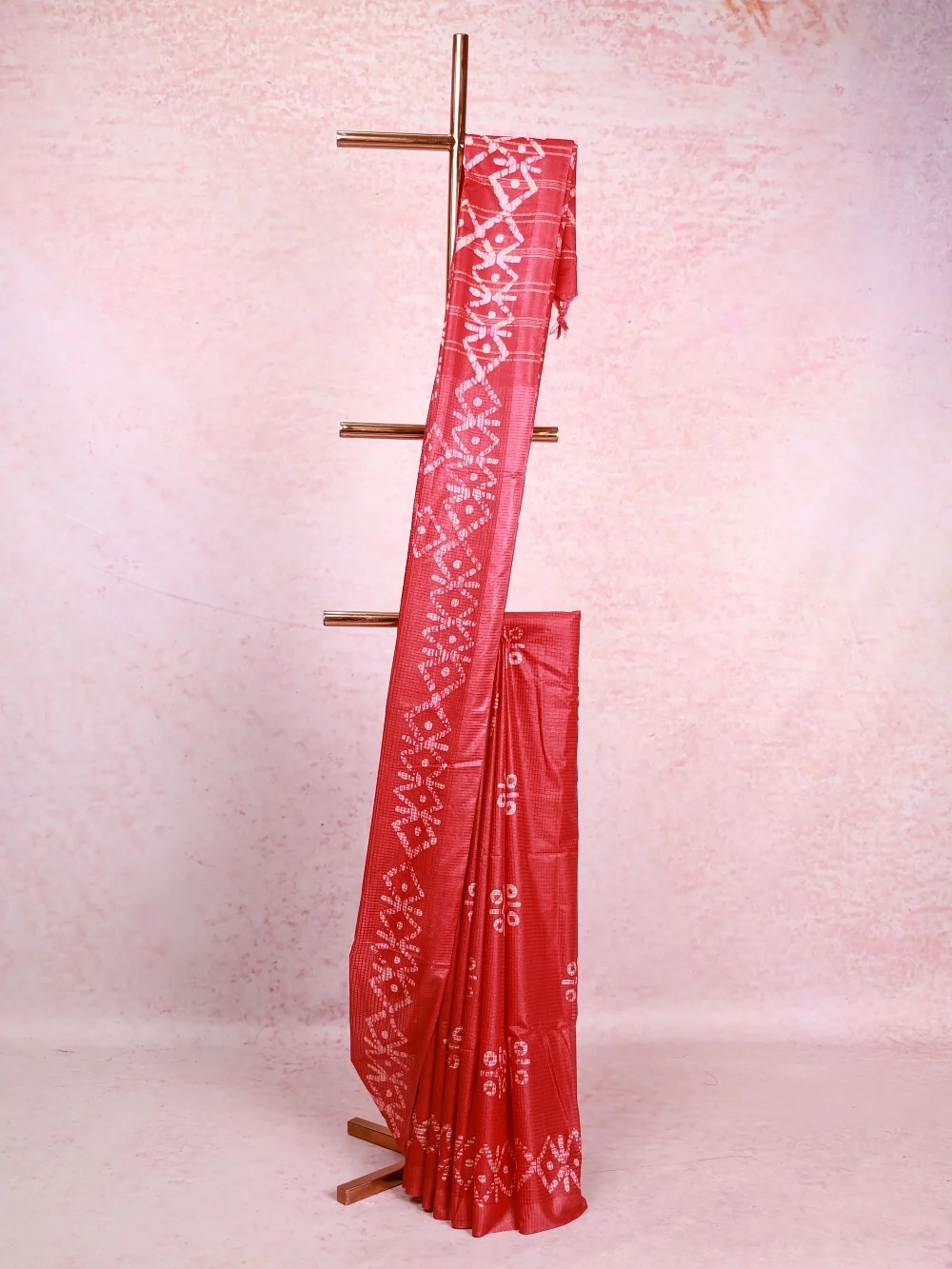 Red Semi Tussar Saree