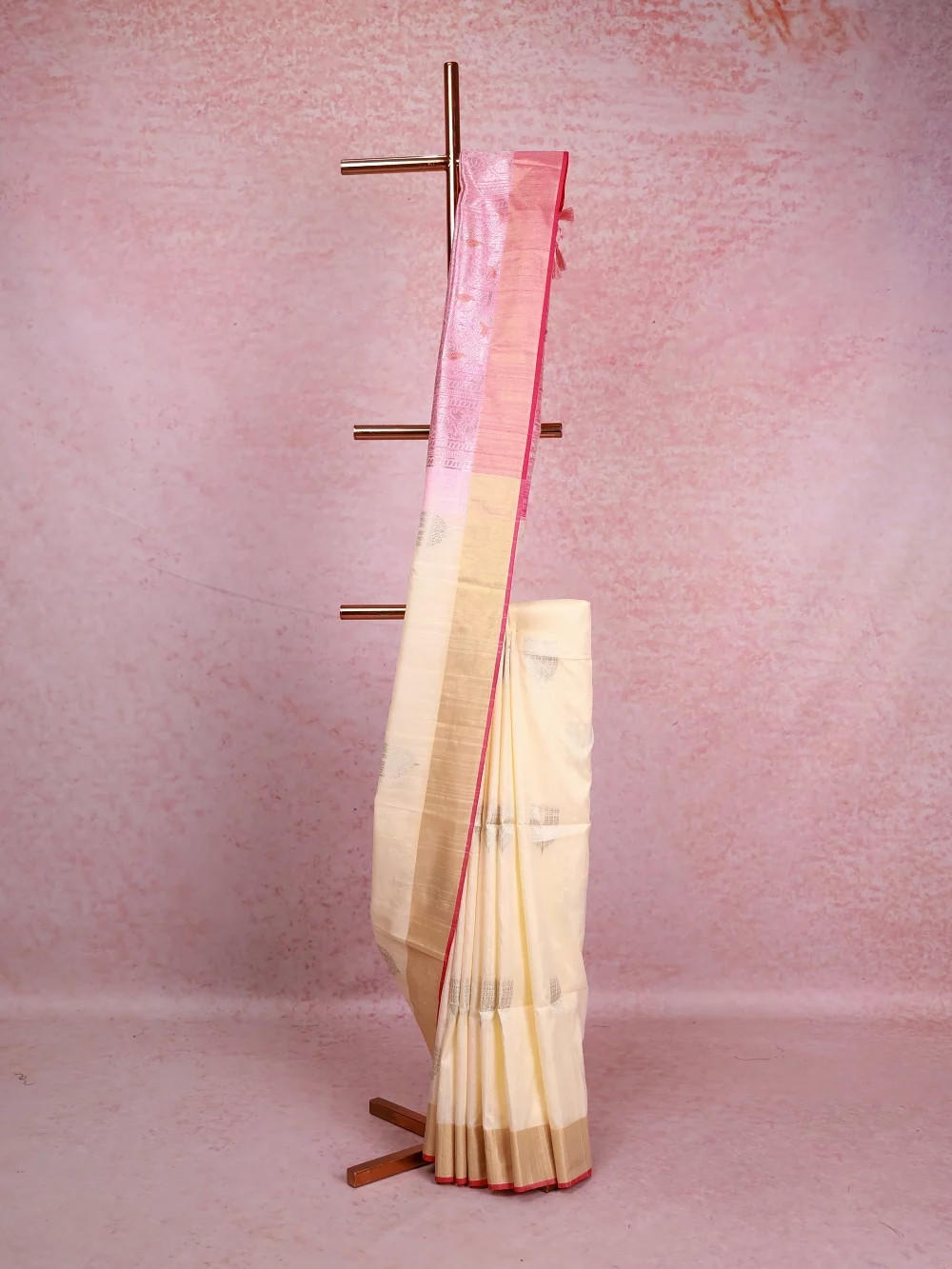 Cream Semi Silk Saree