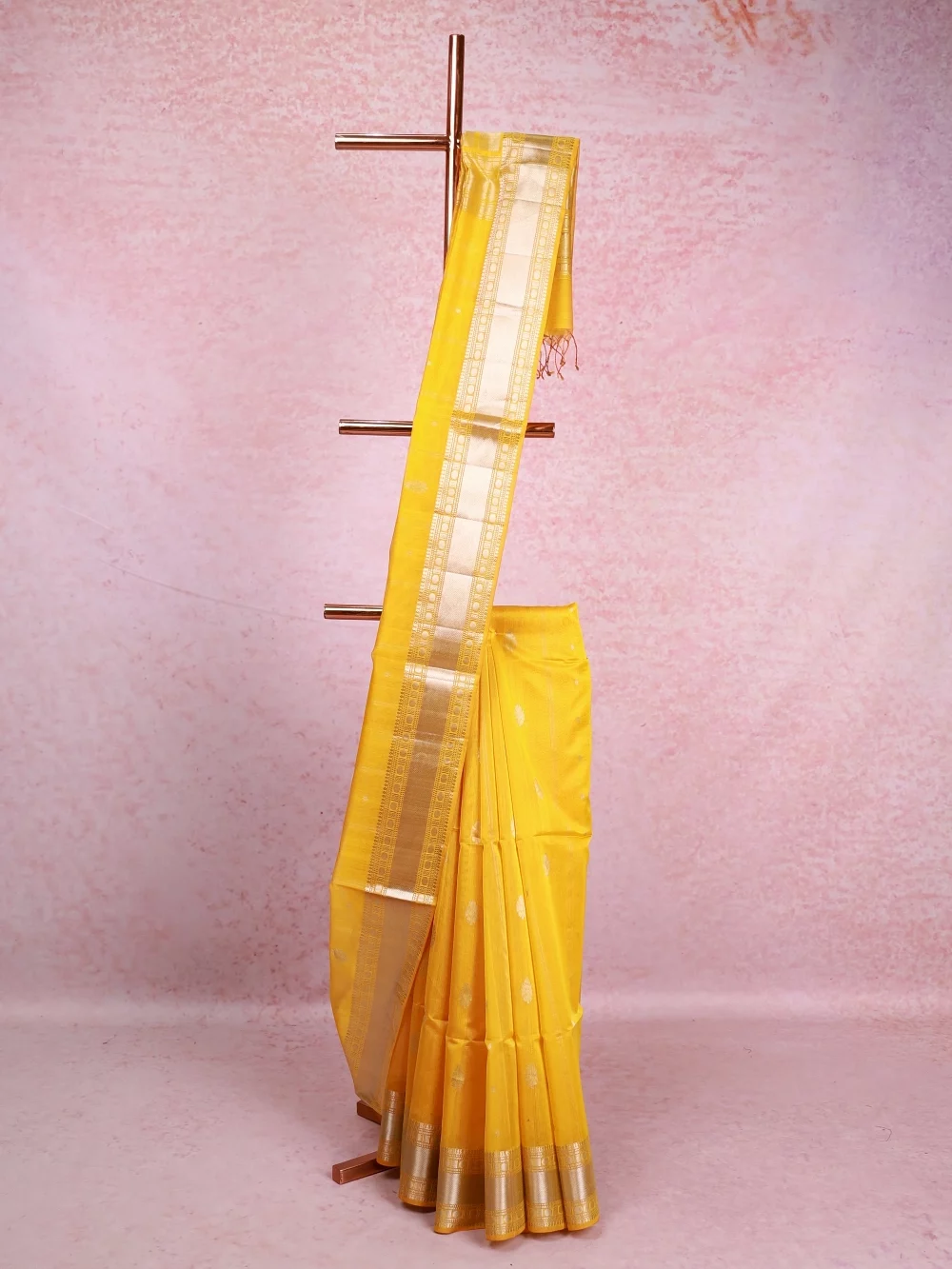 Yellow Cotton Silk Saree
