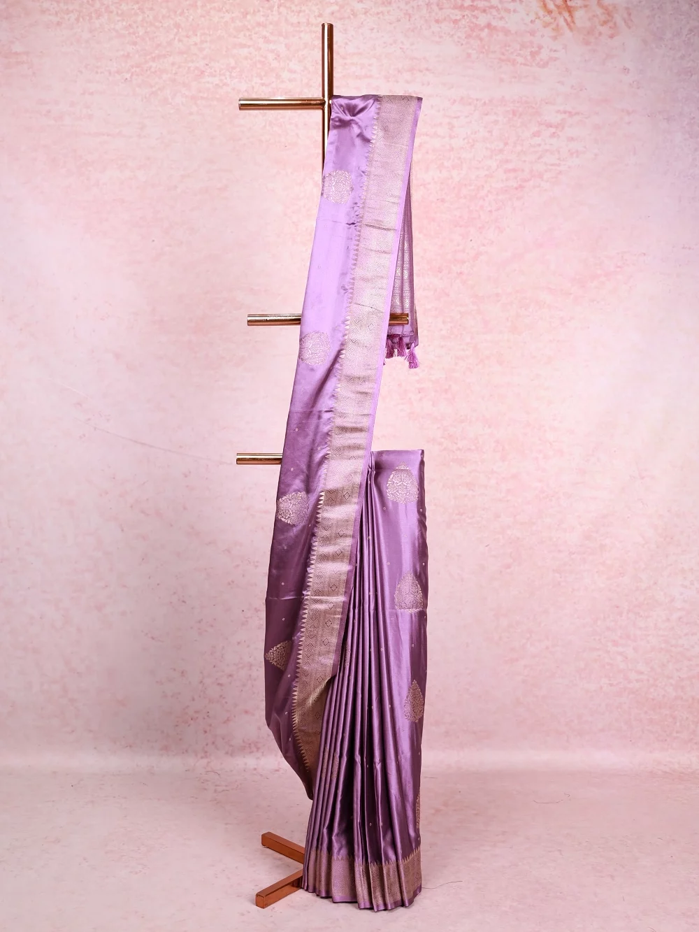 Lavender Lilac Semi Silk Saree