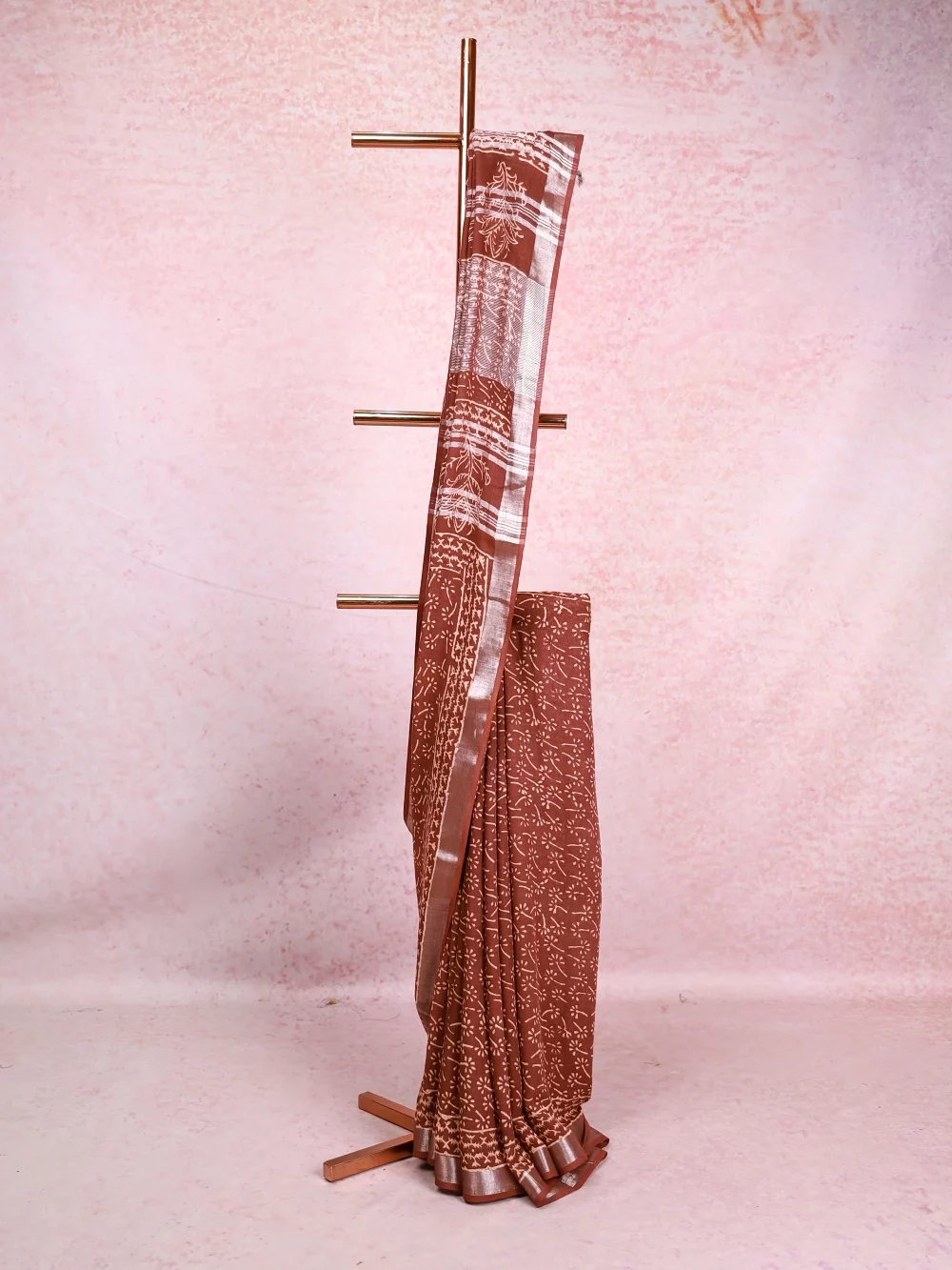 Brown Chanderi Cotton Saree