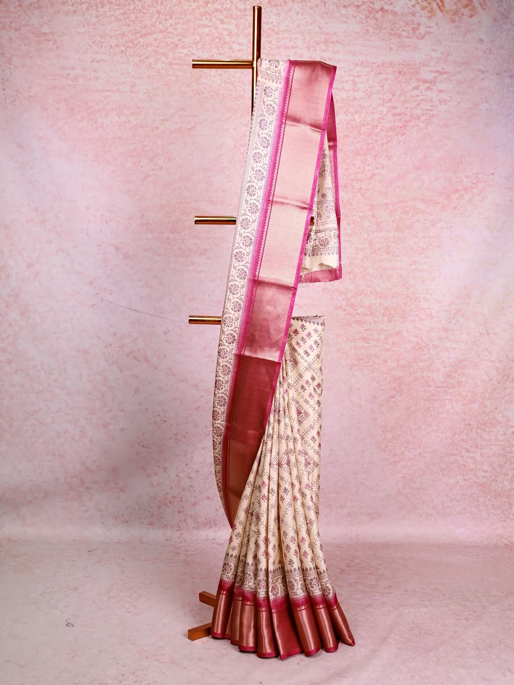 Cream Semi Chanderi Saree