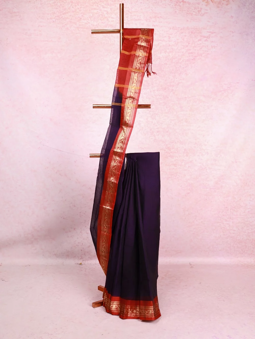 Dark Violet Cotton Saree