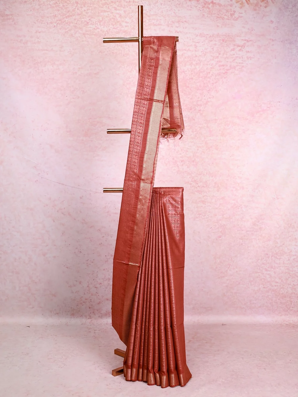 Rust Semi Tussar Saree