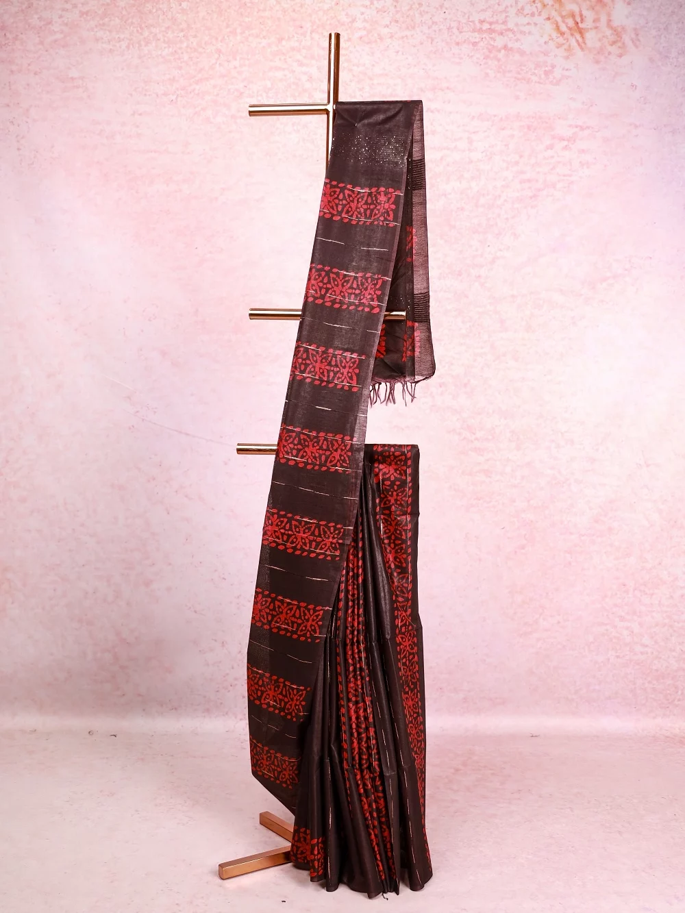 Wine Semi Tussar Saree