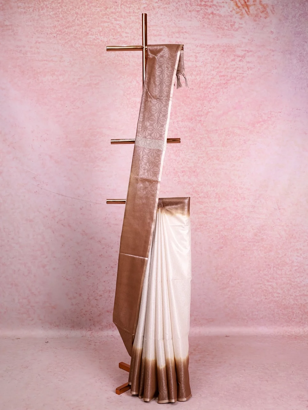 White Semi Tussar Saree