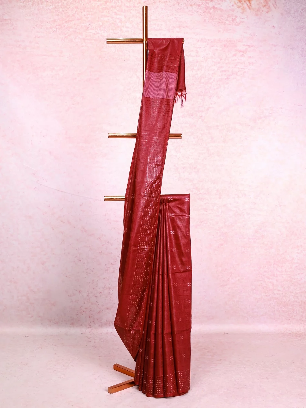 Dark Wine Semi Tussar Saree
