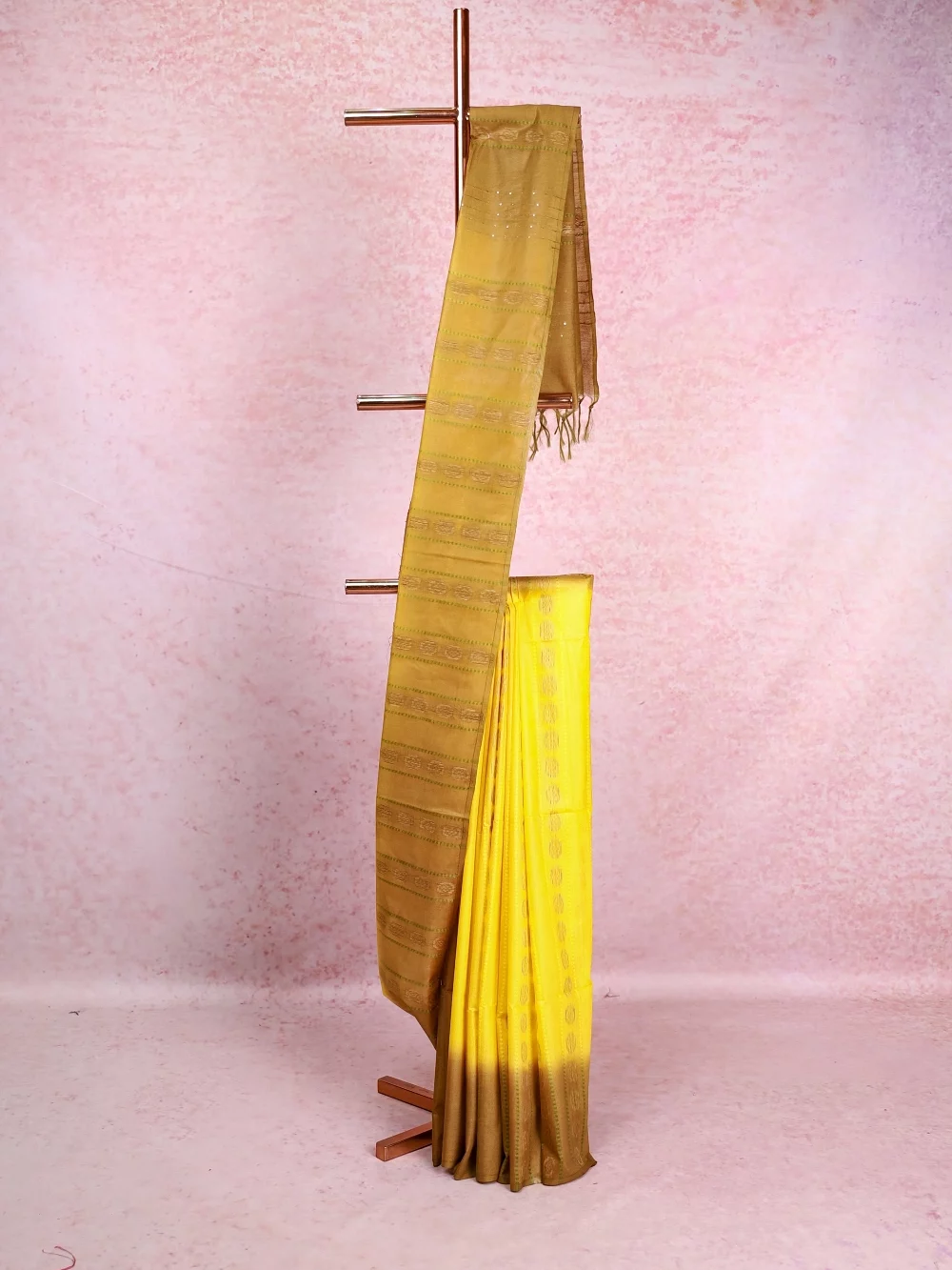 Yellow Semi Tussar Saree