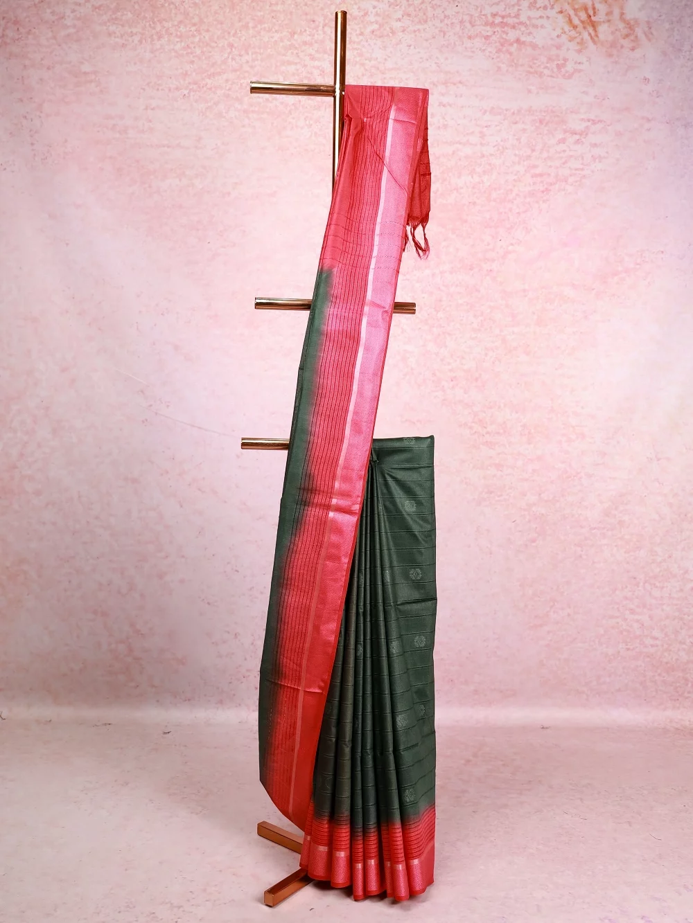 Dark Green Semi Tussar Saree