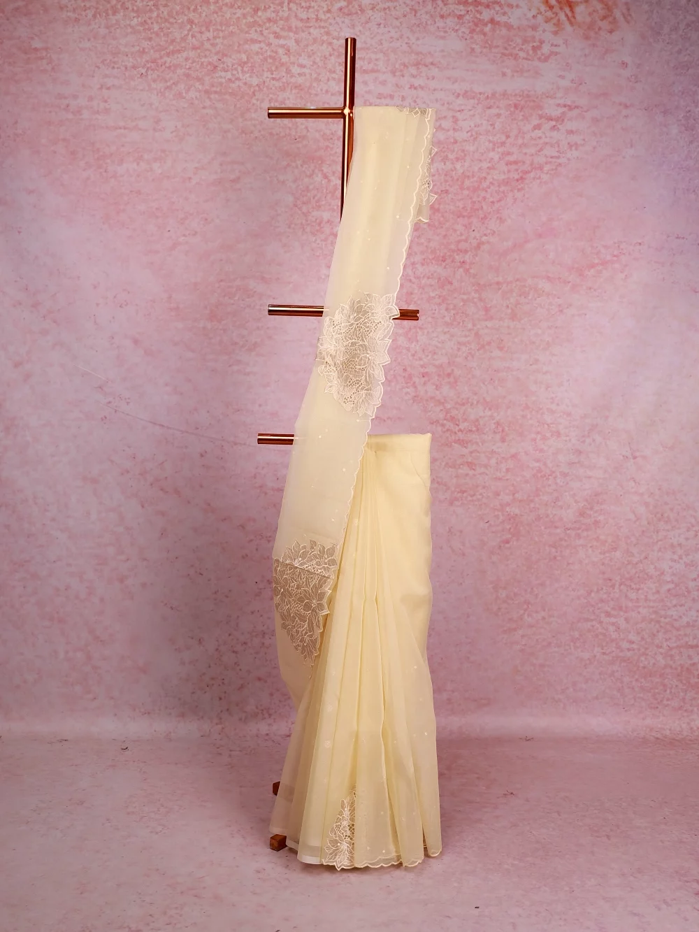 Pastel Yellow Organza Saree