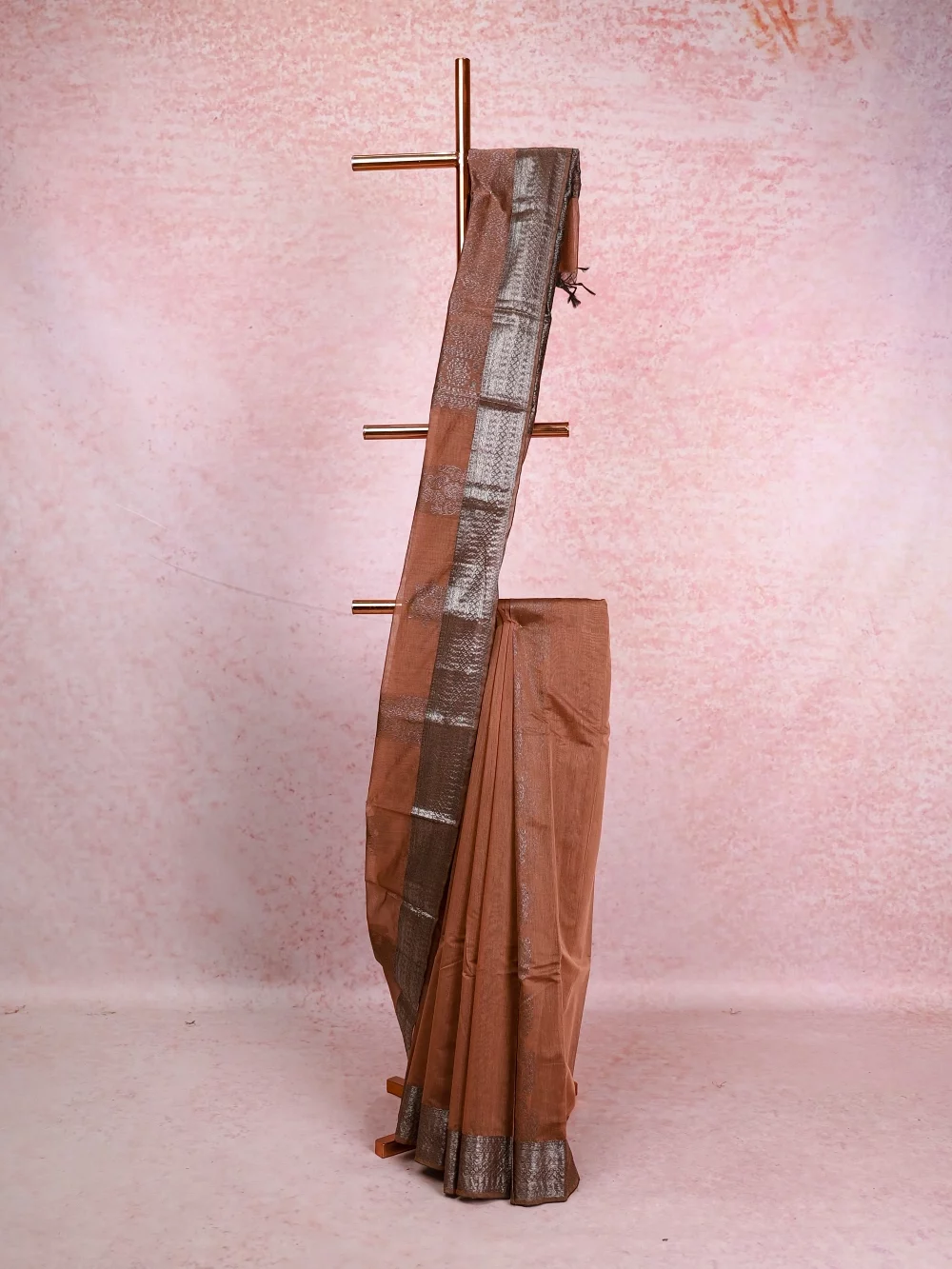 Light Brown Cotton Silk Saree