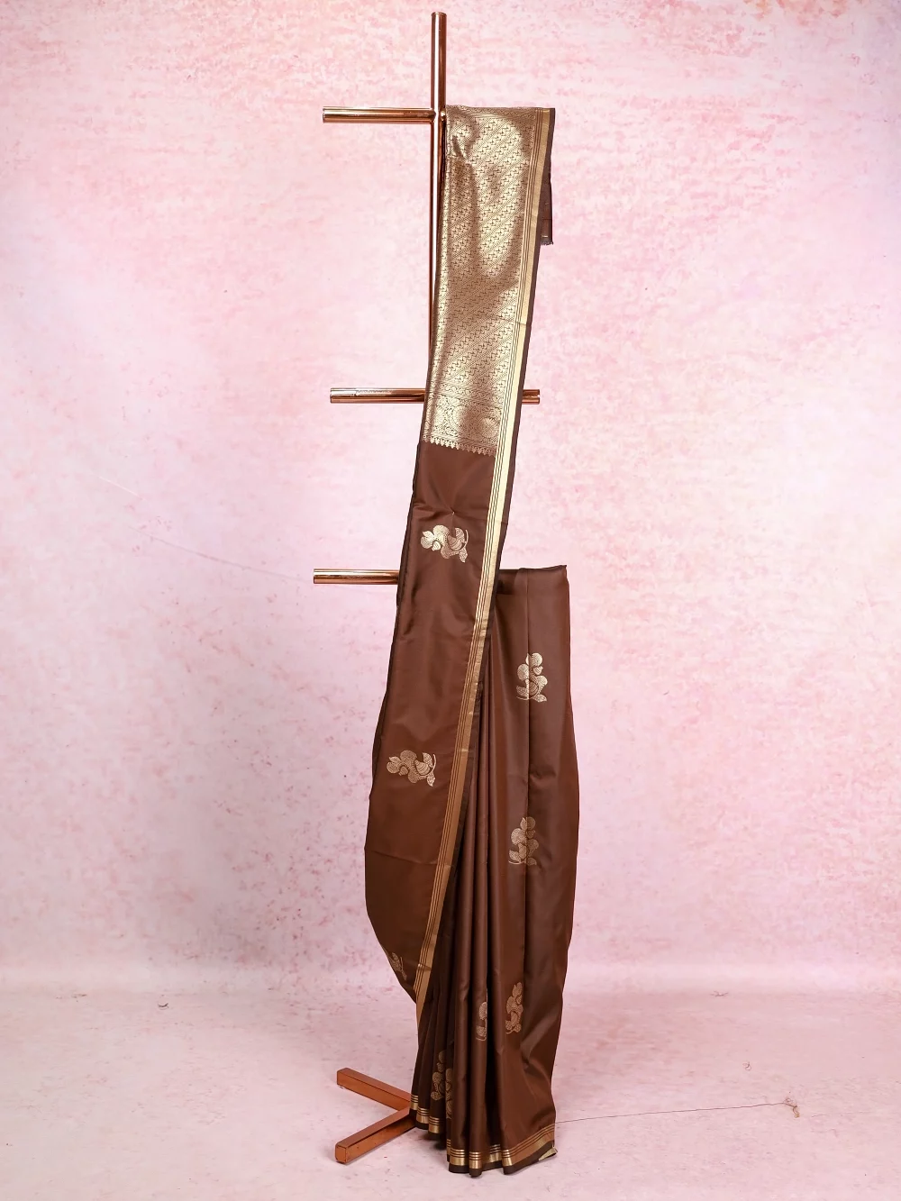 Coffee Brown Semi Silk Saree