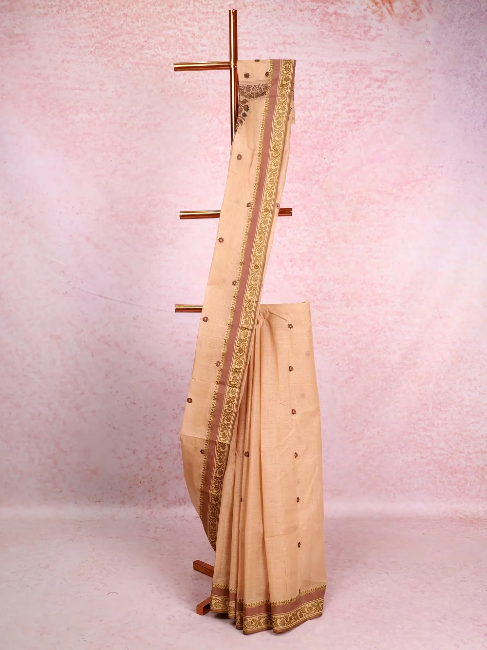 Dark Beige Cotton Saree