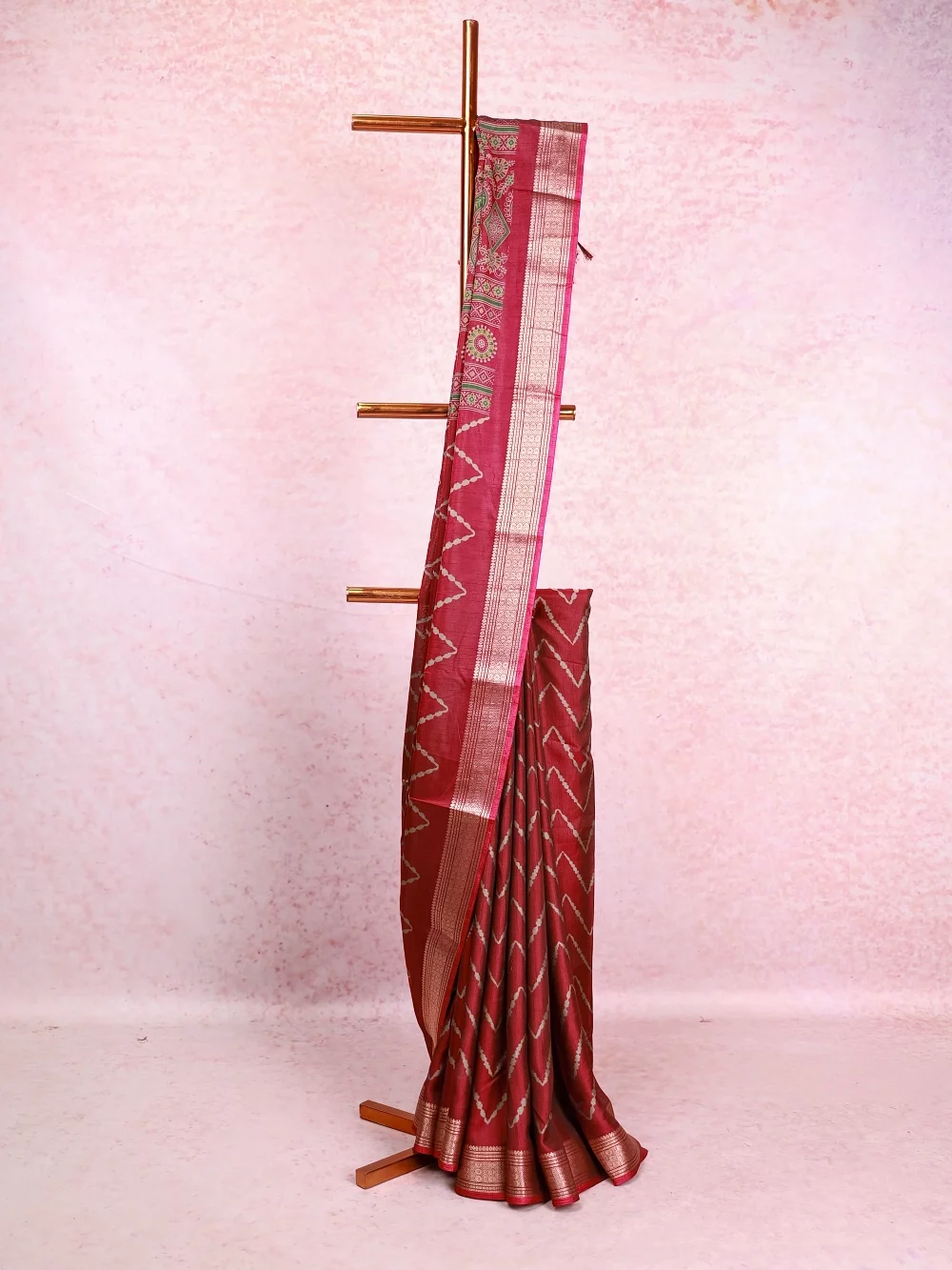 Maroon Semi Chanderi Saree