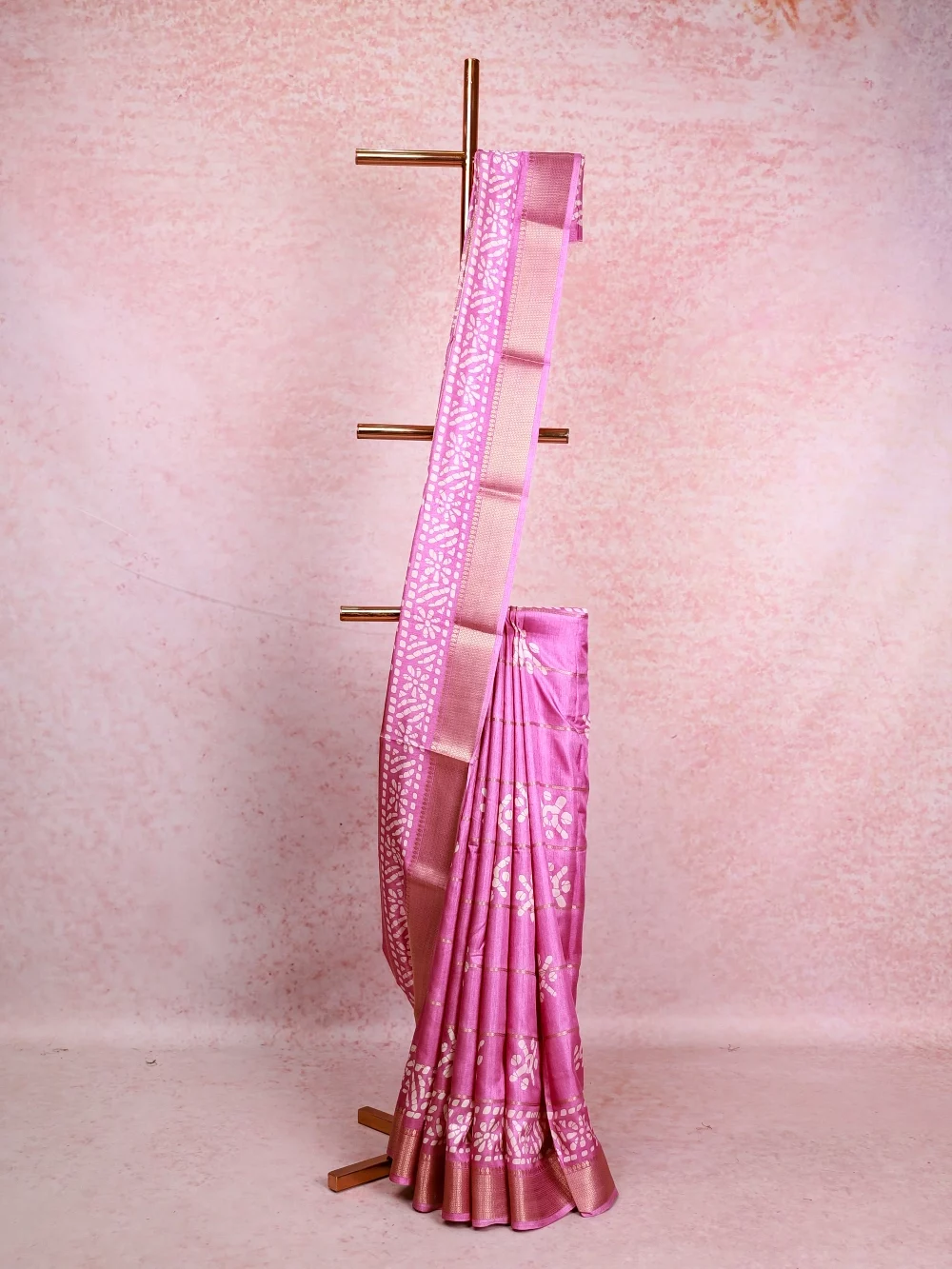 Onion Pink  Semi Chanderi Saree