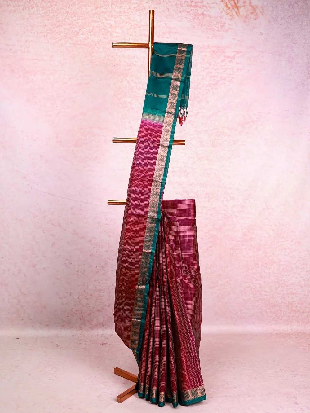 Wine Cotton Saree