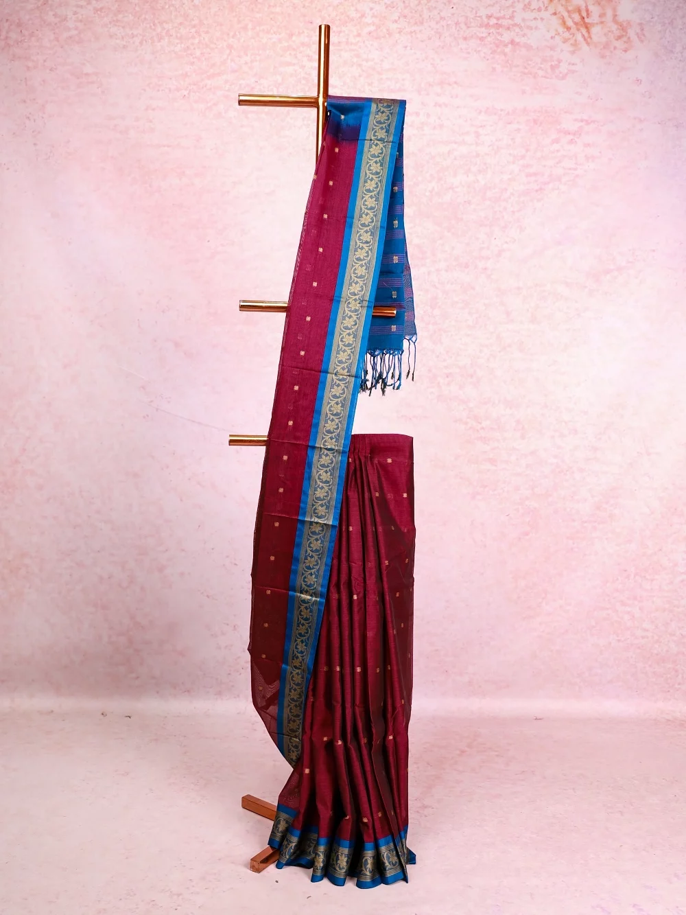 Dark Wine Chettinadu Cotton Saree