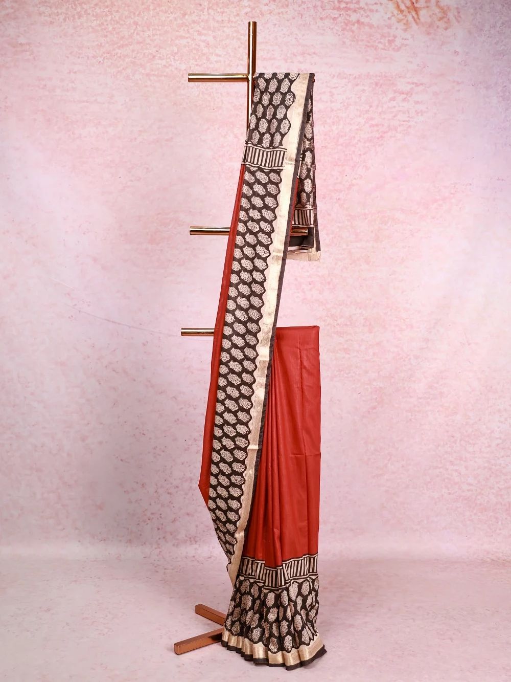 Rust Colour Semi Chanderi Saree