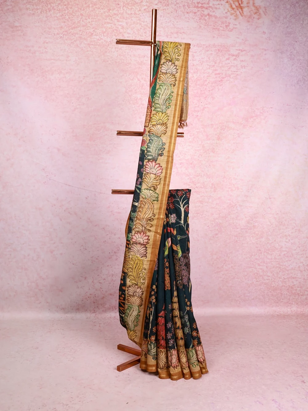 Bottle Green Tussar Saree