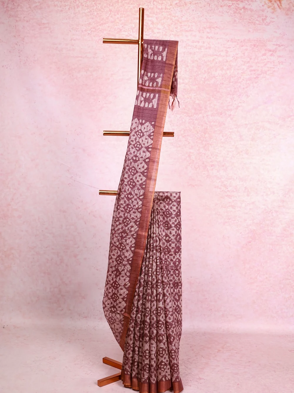 Lavender Ash Semi Tussar Saree