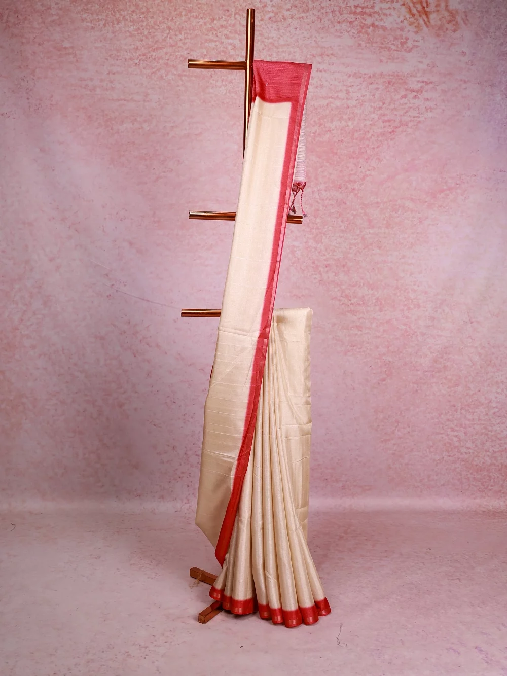 Cream Semi Jute Saree