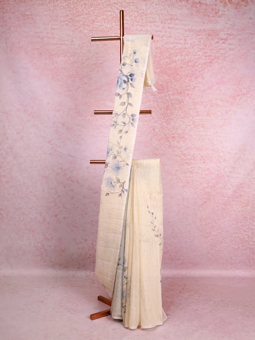 Off White Linen Tissue Saree