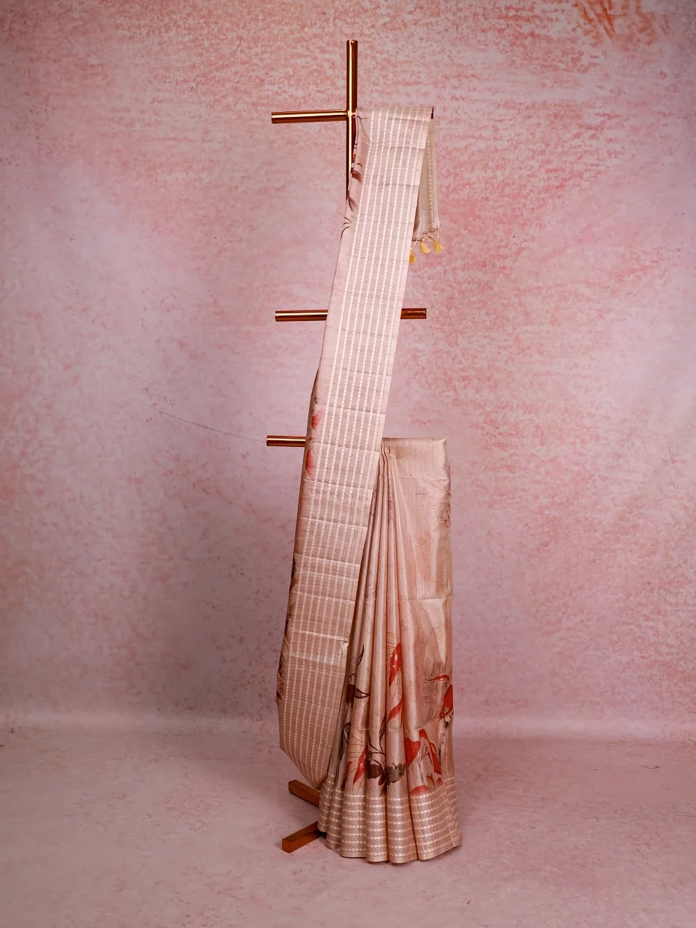 Cream Semi Jute Saree