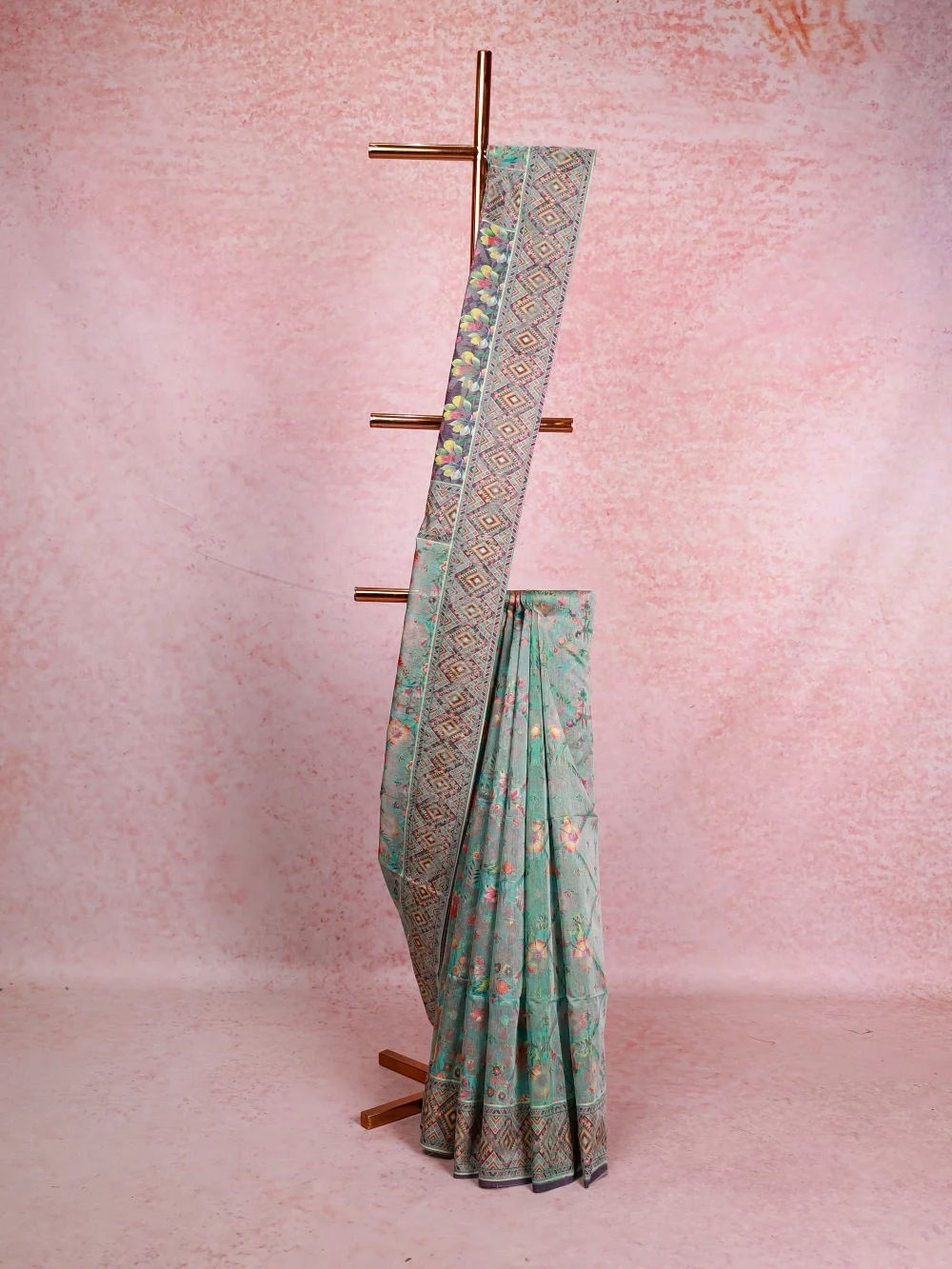 Mint Green Cotton Silk Saree