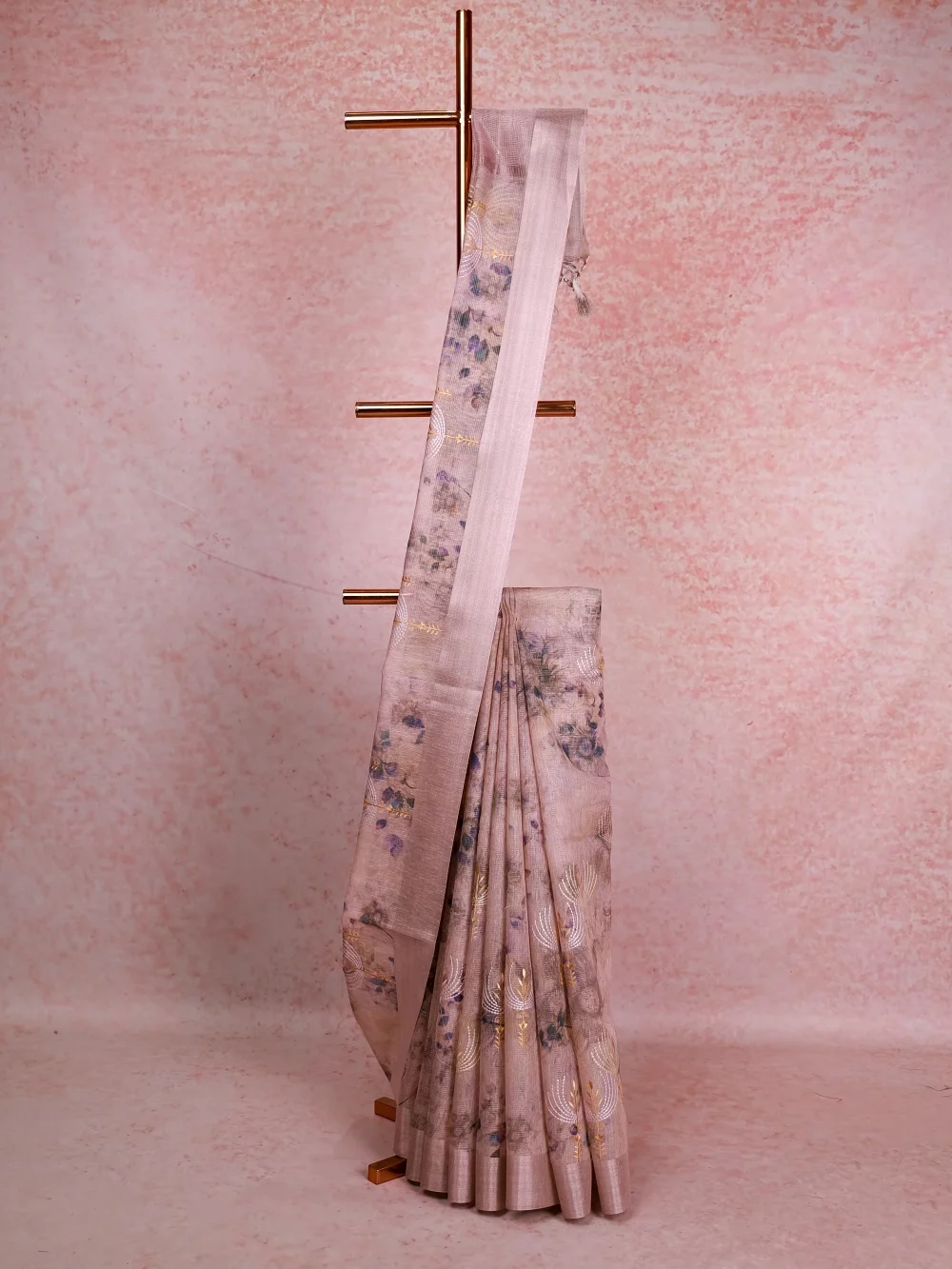 Light Lavender Tussar Tissue Saree