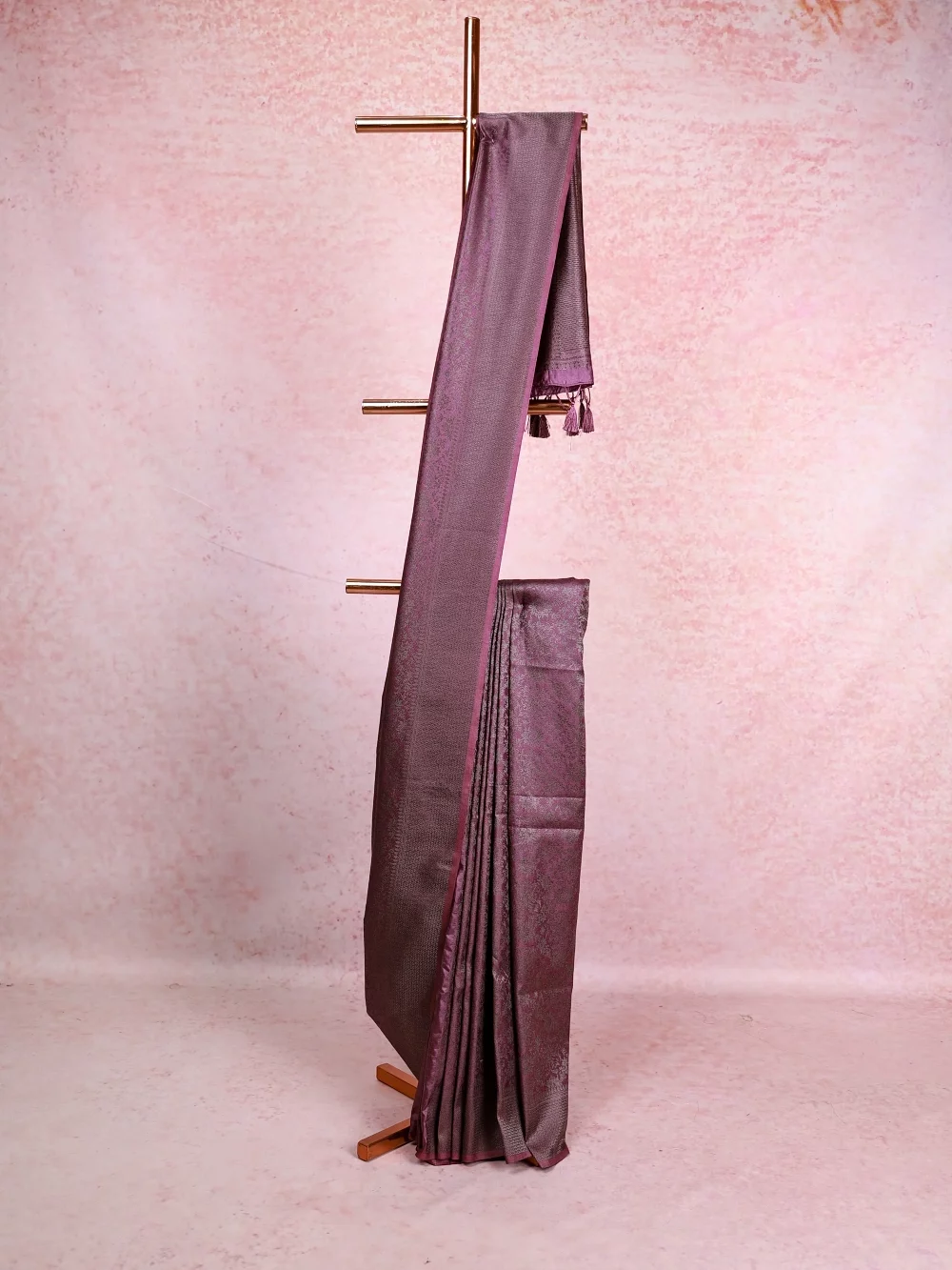 Purple Semi Banarasi Saree