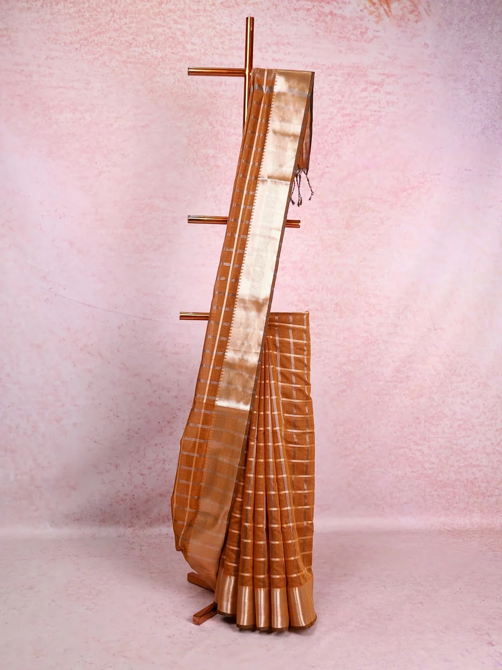 Orange Cotton Silk Saree