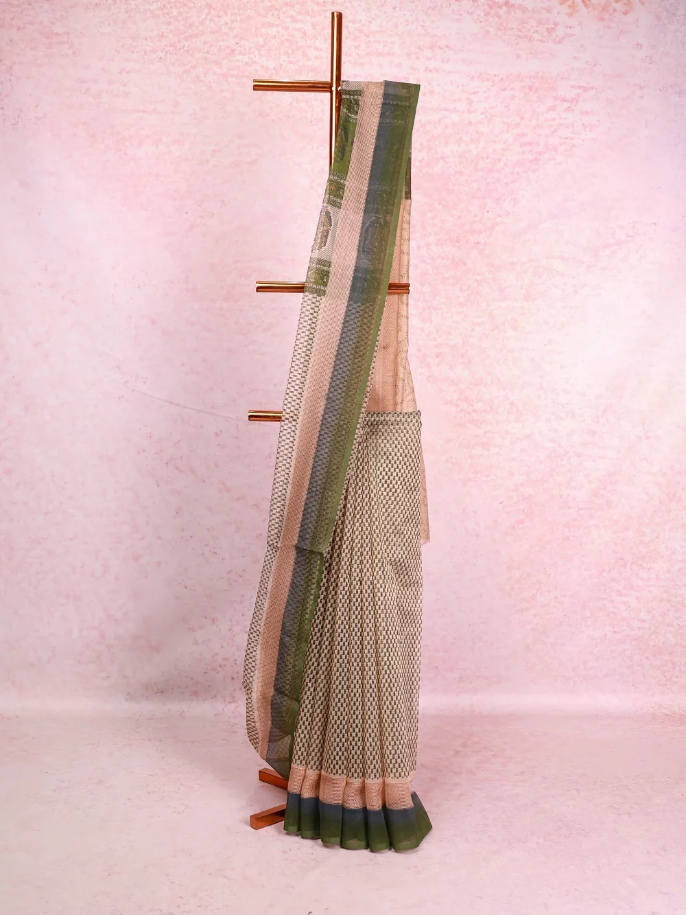 Cream Net Kota Saree