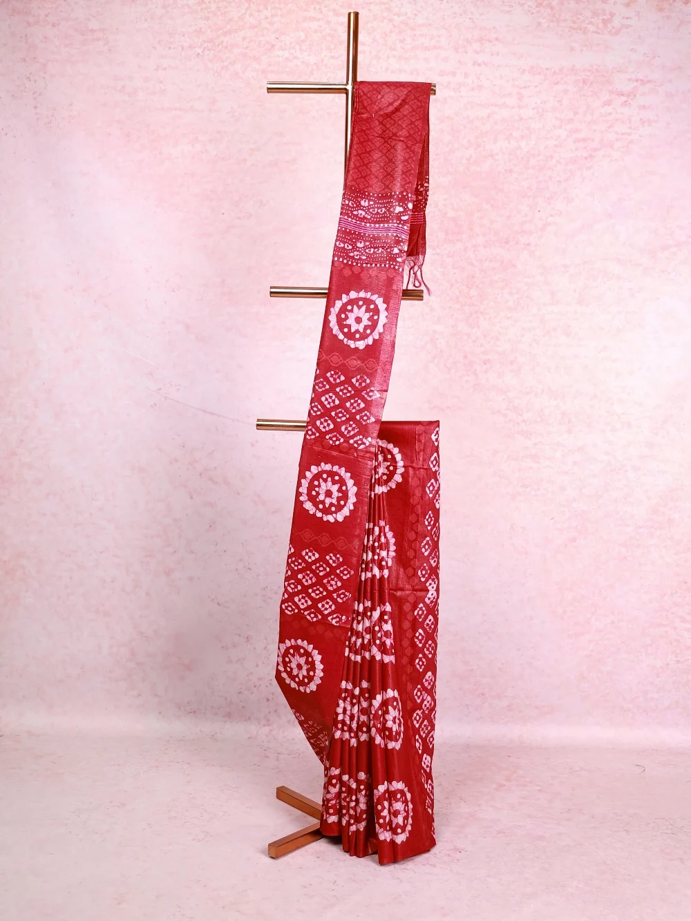 Maroonish Red Semi Tussar Saree