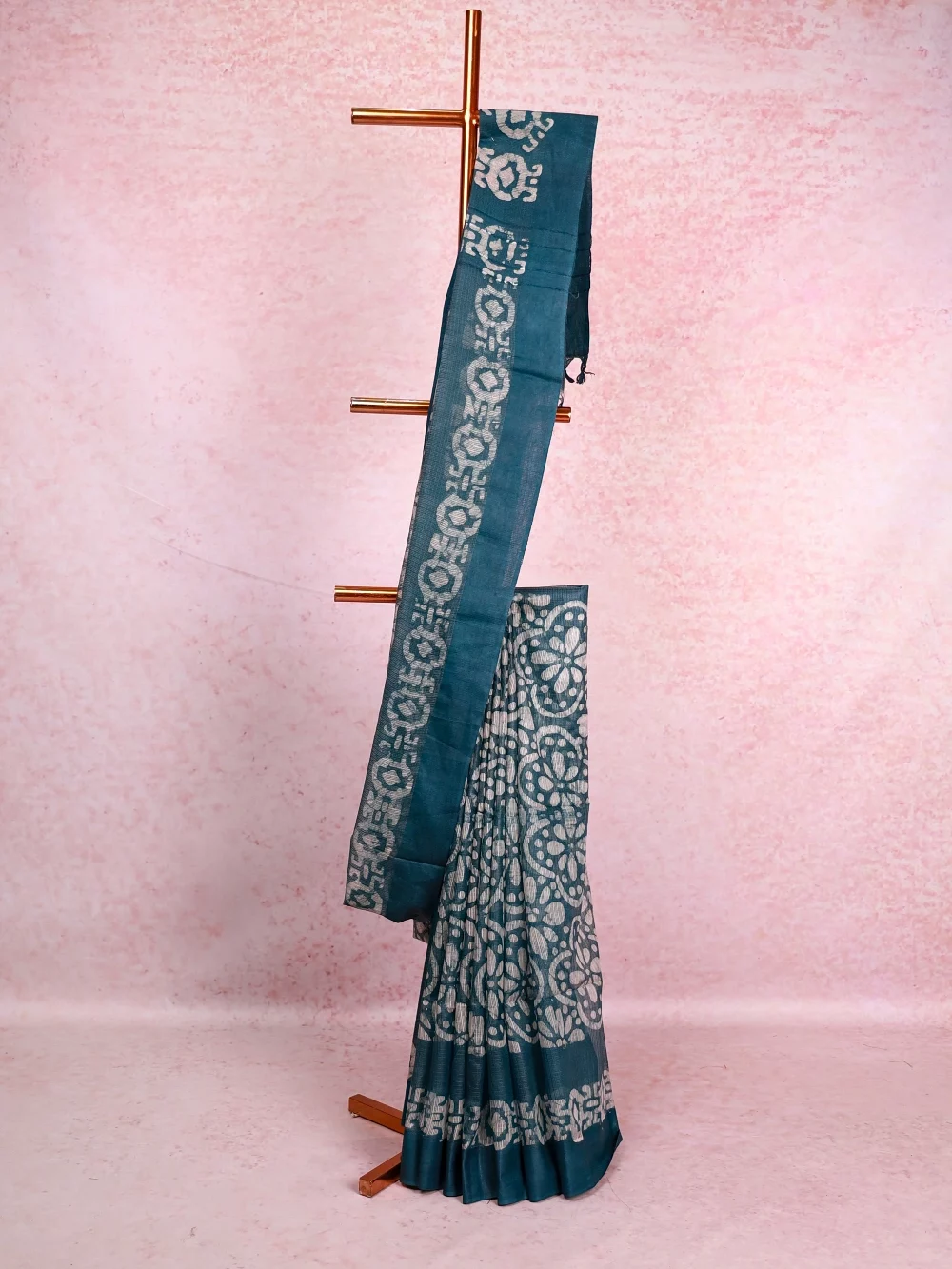 Peacock Green Semi Tussar Saree