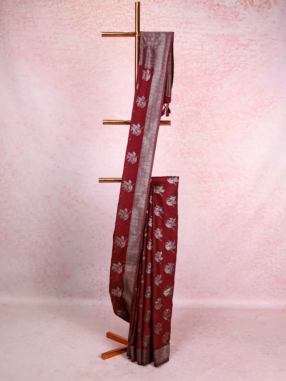 Grape Semi Banarasi Saree