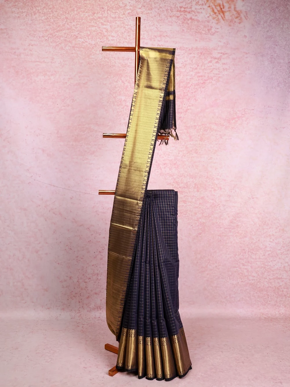 Navy Blue Cotton Silk Saree