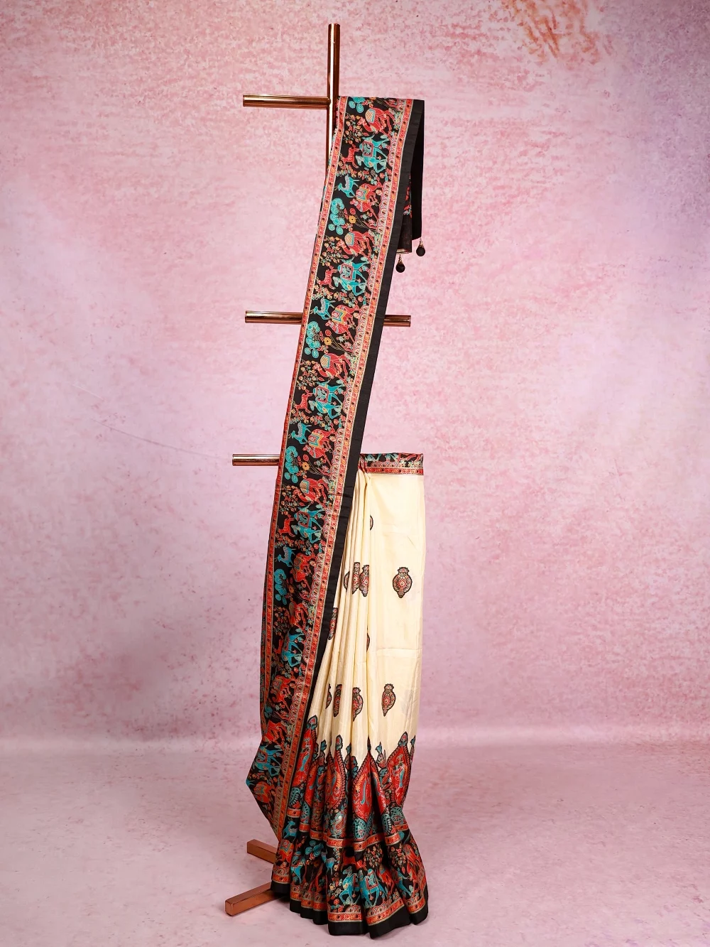 Cream Semi Silk Saree