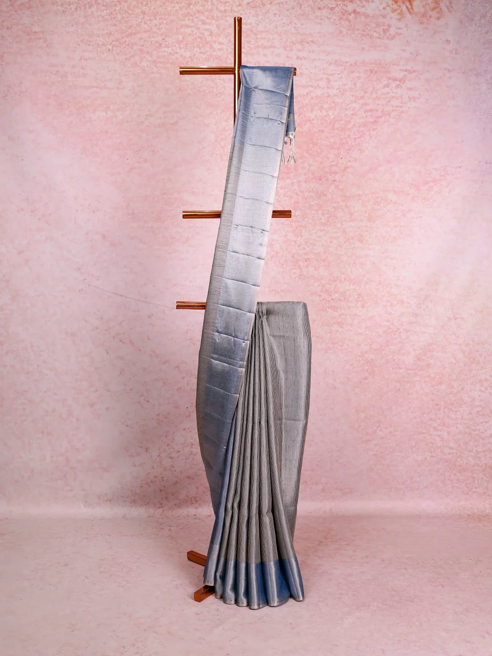 Ash Grey Semi Tussar Saree