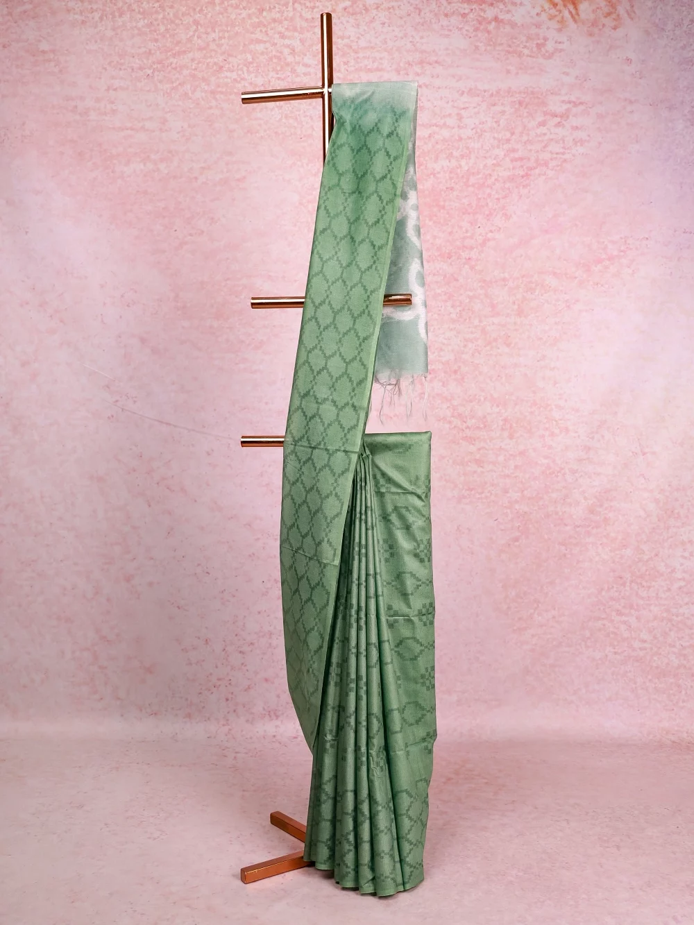 Pastel Green Semi Tussar Saree