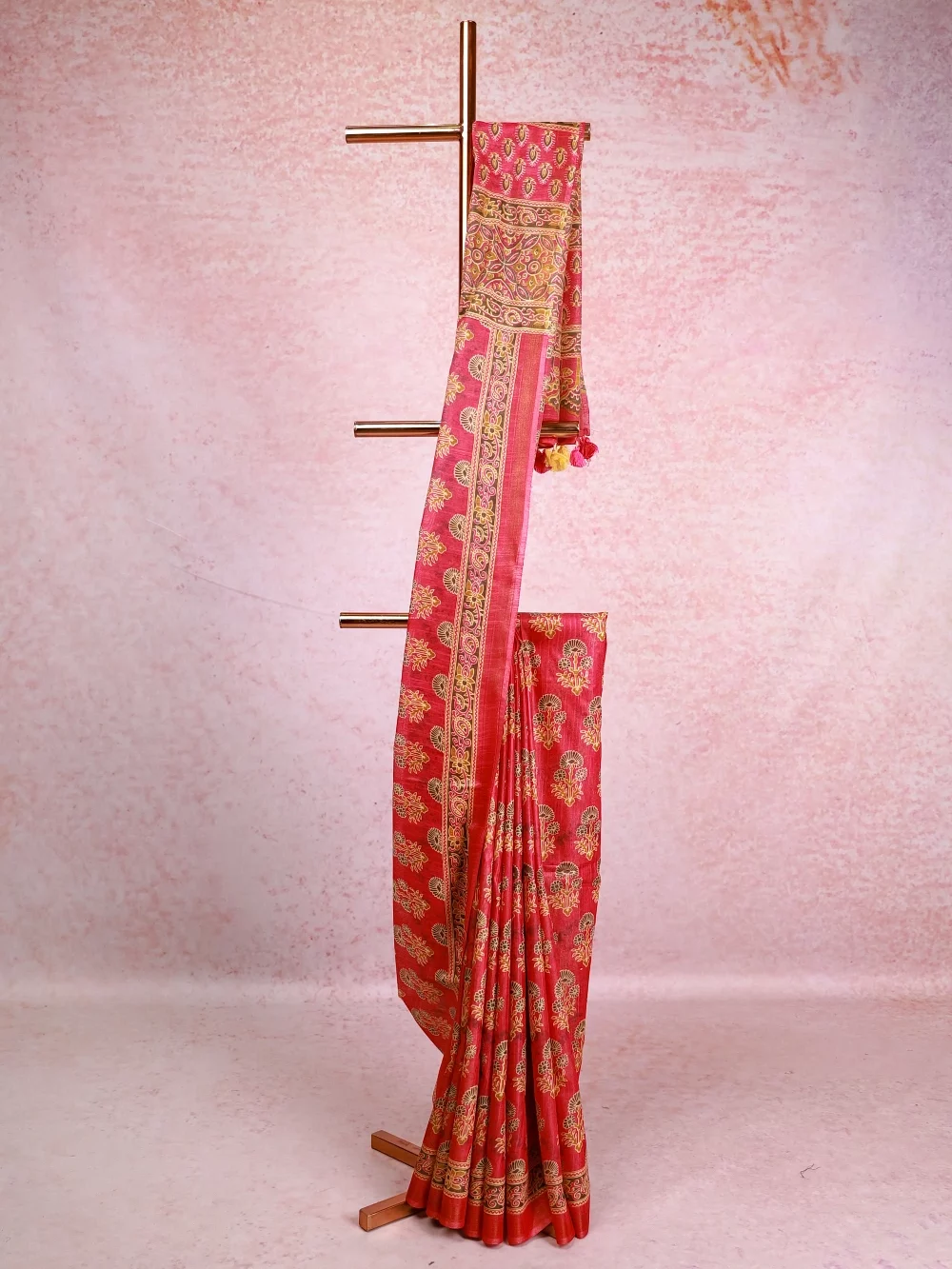 Rani Pink Semi Tussar Saree