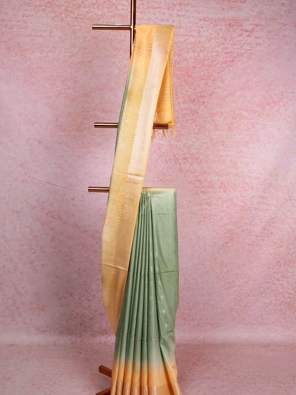 Pastel Green Semi Tussar Saree
