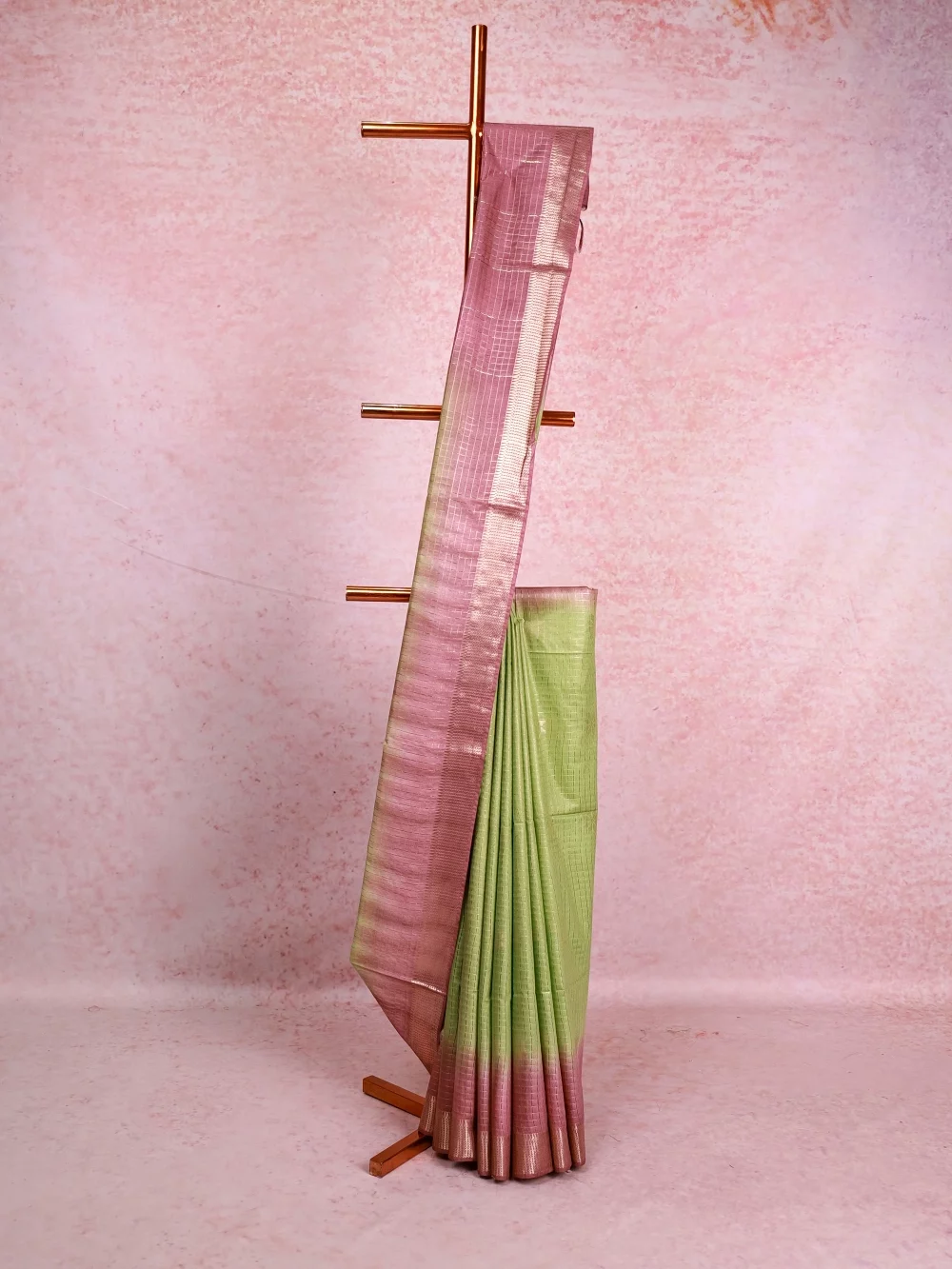 Parrot Green Semi Tussar Saree