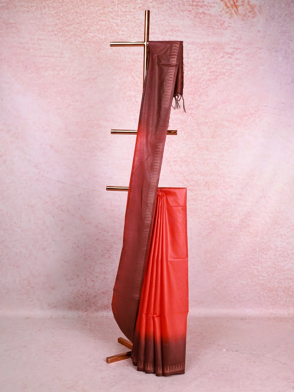 Red Semi Tussar Saree