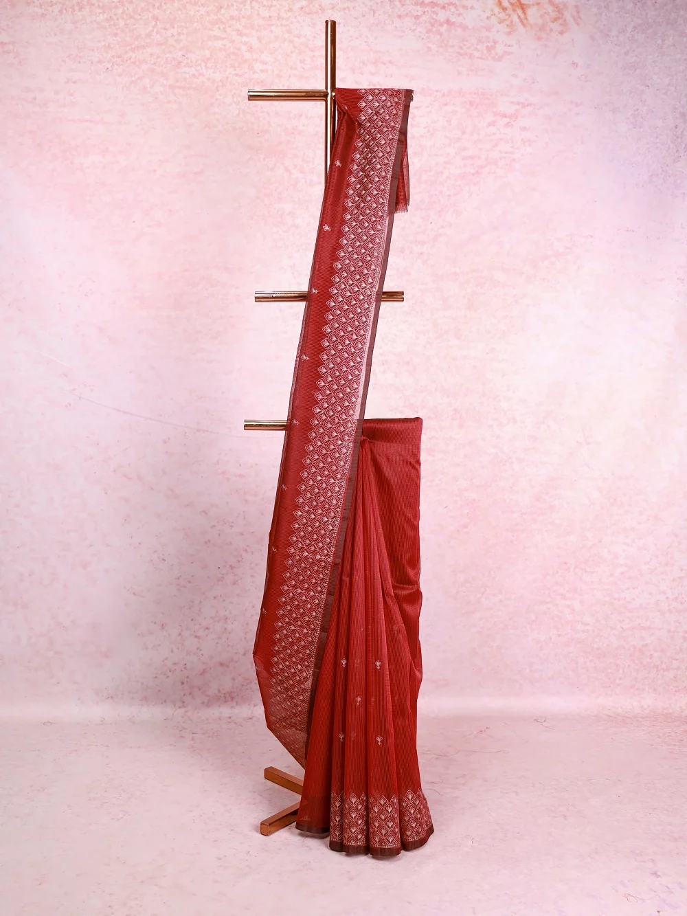 Maroon Red Silky Kota Saree