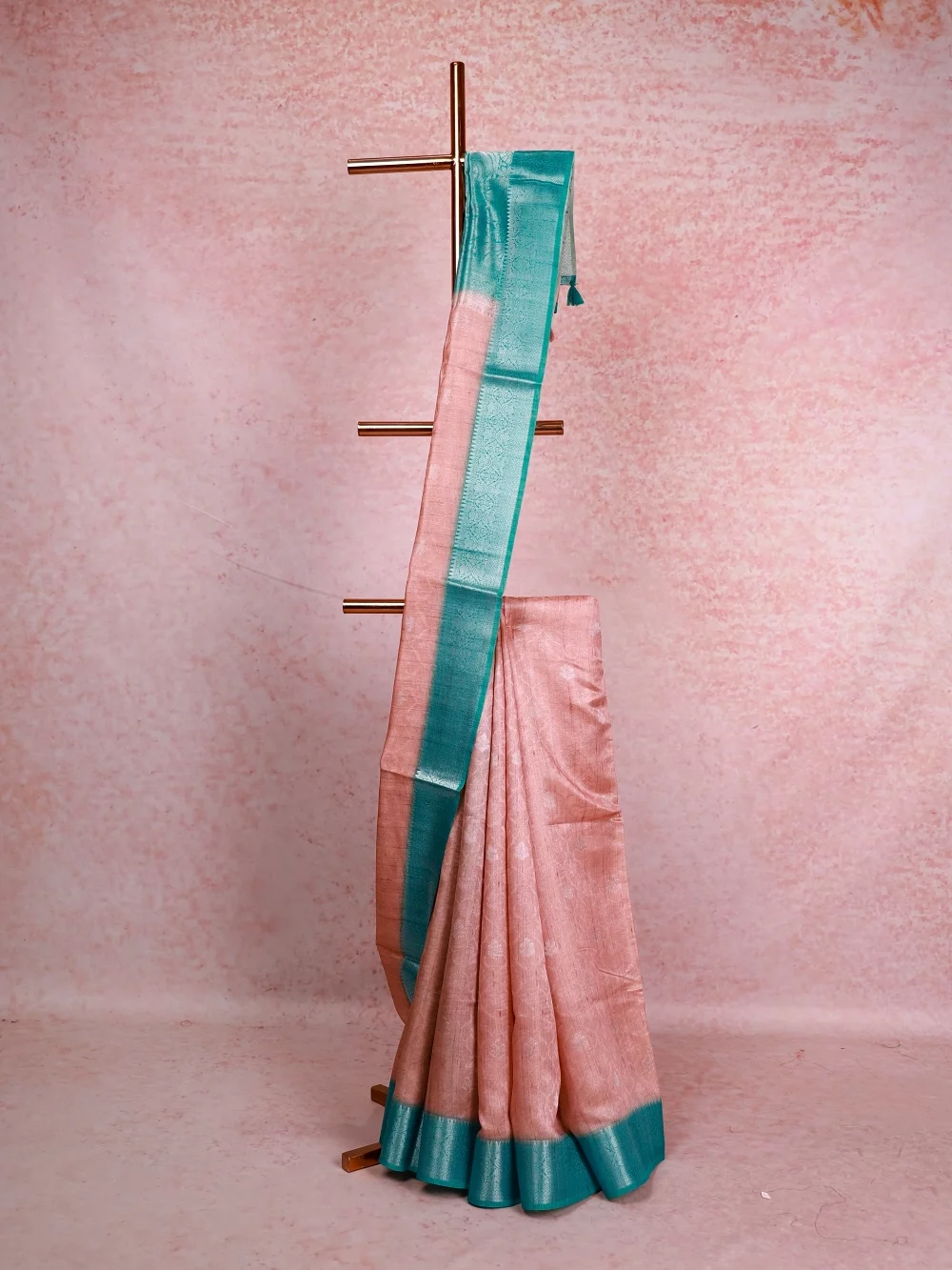 Light Peach Semi Tussar Saree