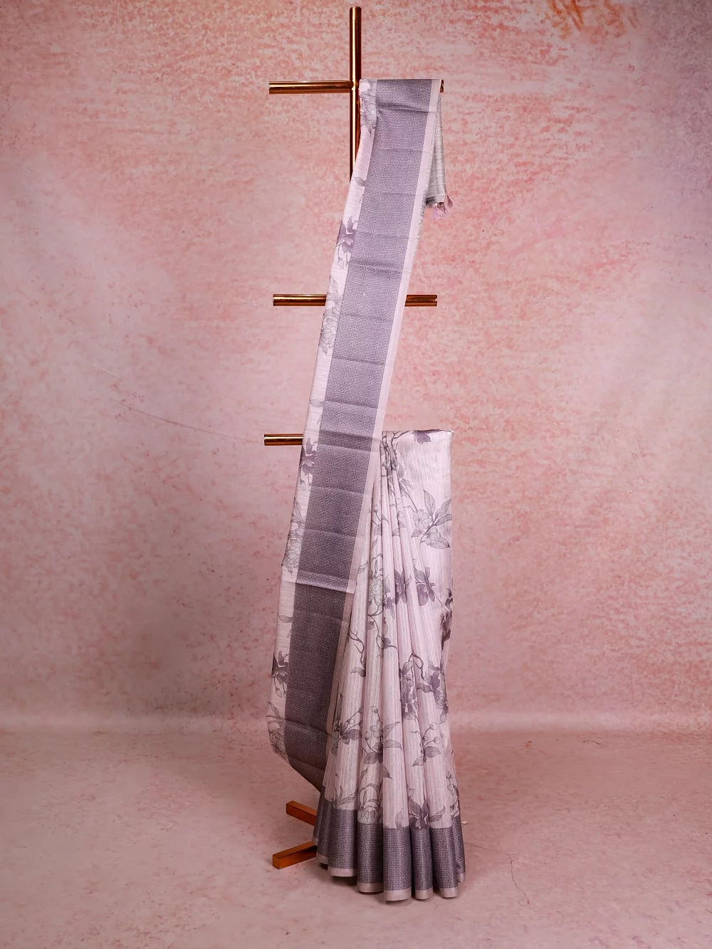 Light Lavender Semi Jute Saree