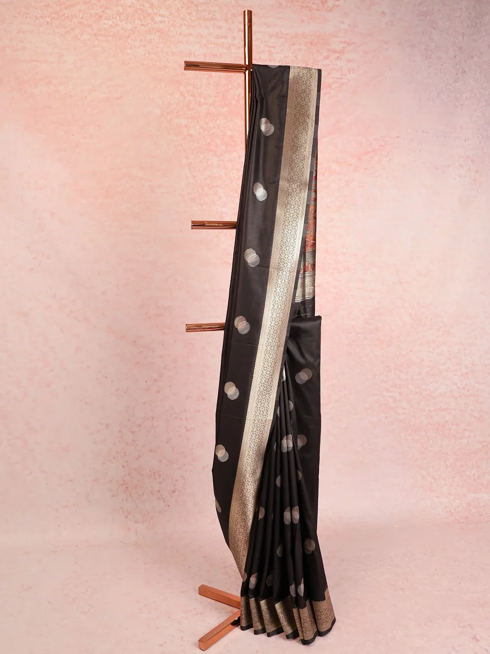 Black Satin Banarasi Saree