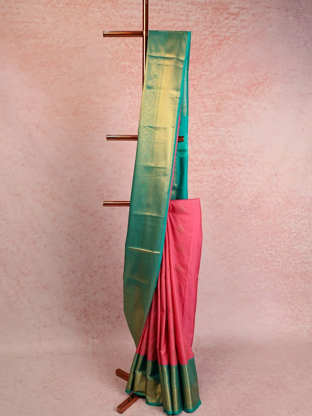 Peach Kancheepuram Semi Silk Saree