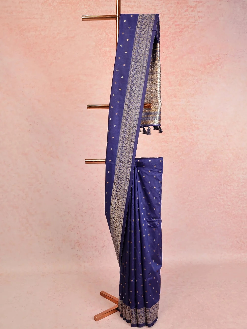 Blue Semi Banarasi Saree
