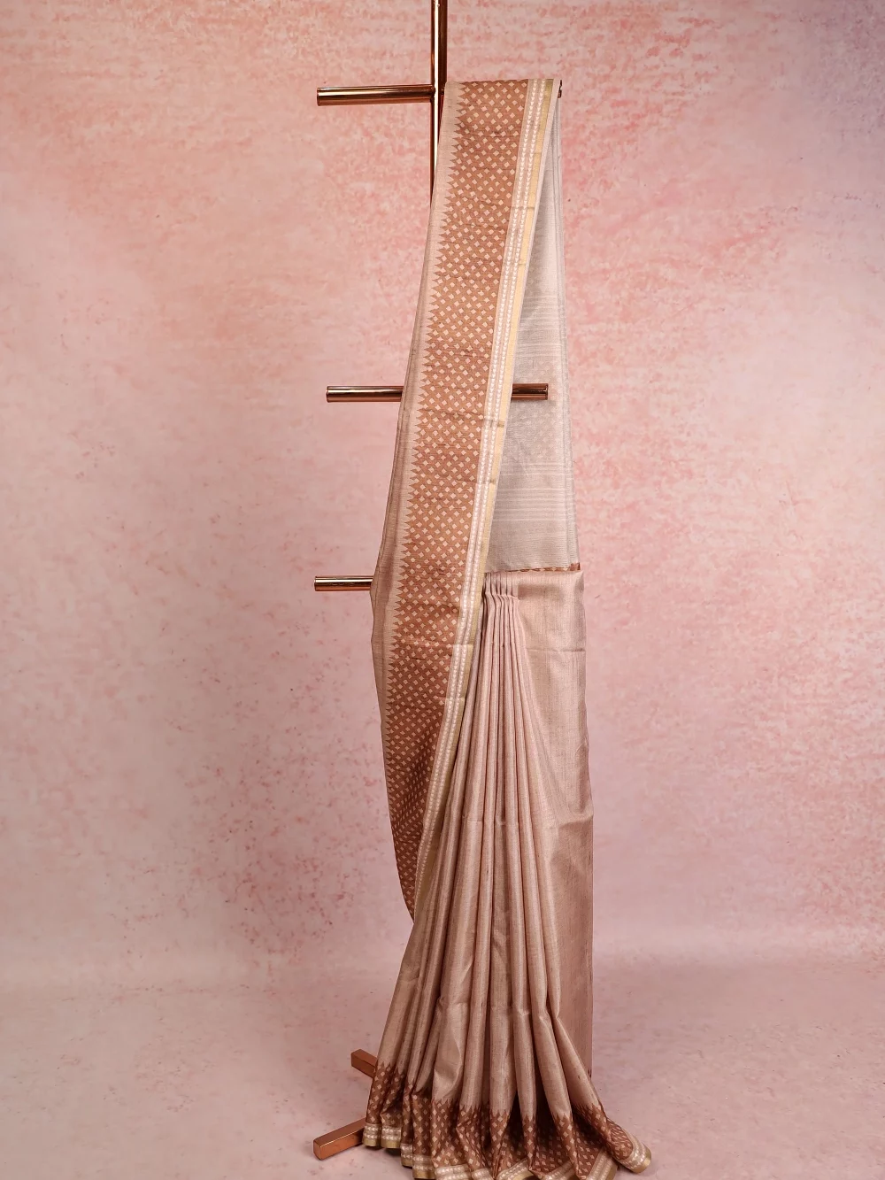 Cream Semi Tussar Saree